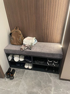 Серый матрас на обувницу в прихожей. Матрасики на заказ от Гливер. Отзыв клиента, рейтинг 5 звезд.